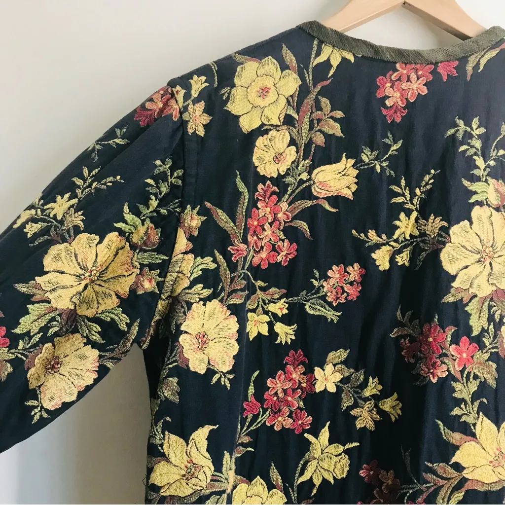 Vintage Indago Design Floral Tapestry Reversible Art to Wear Kimono Jacket Size M - Image 6
