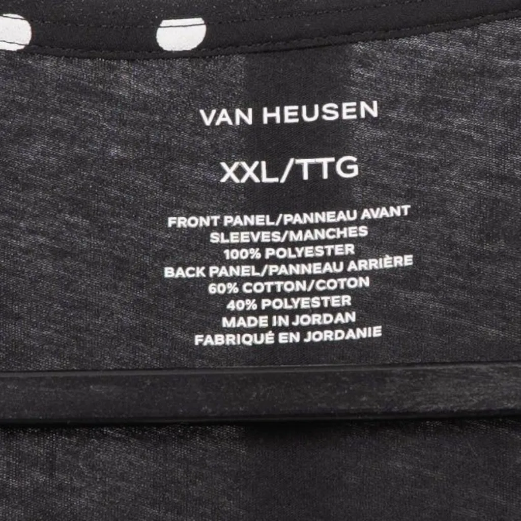 Van Heusen Polka Dot Blouse XXL Womens Black White Stretch 3/4 Sleeves - Image 4