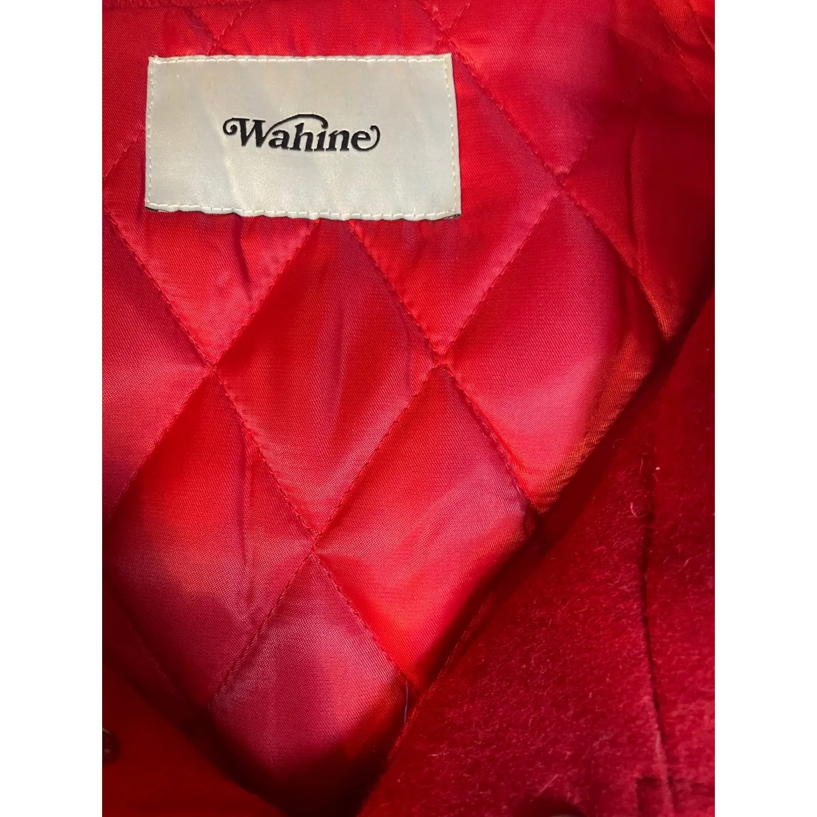 Wahine Red Wool Blend Varsity Bomber Jacket Aloha Hawaii Patch Lined M Size M - Image 3