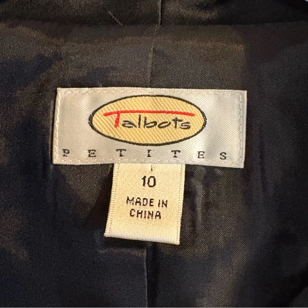 Talbots Tuxedo Black Blazer Sz 10P‎ Velvet/Satin Shawl Collared Faux Camisole - Image 3