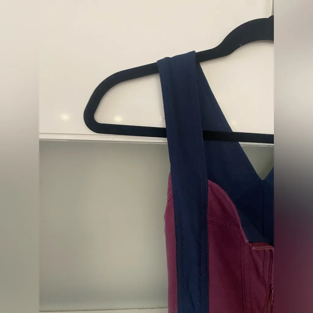 Anthropologie Daily Practice Maroon Blue Colorblock  Utility Jumpsuit size XXS - Image 10