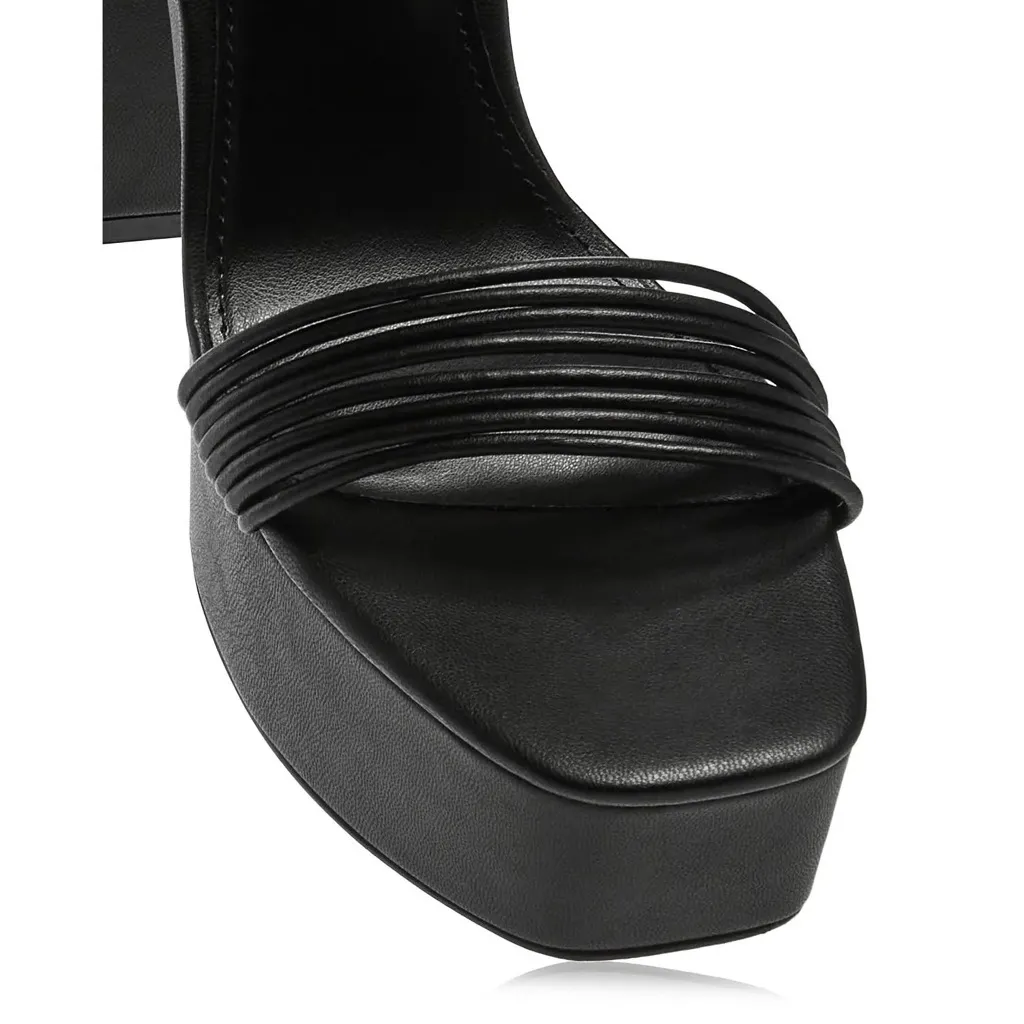 Aqua SWEET Faux Leather Square Toe Block Heel Sandals, Size 8.5, NEW in Box - Image 2