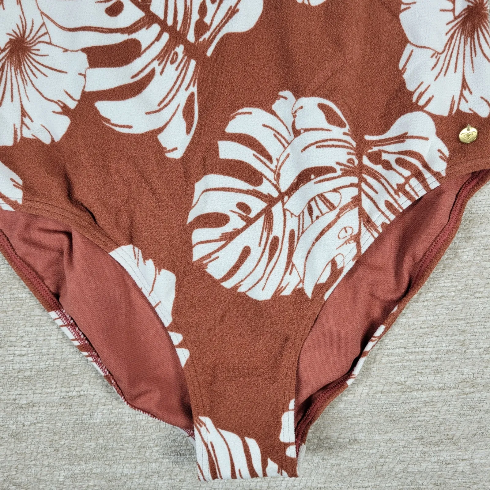 Roxy Garden Trip One Piece Swimsuit Size S Brown Tropical Floral Print - Image 16