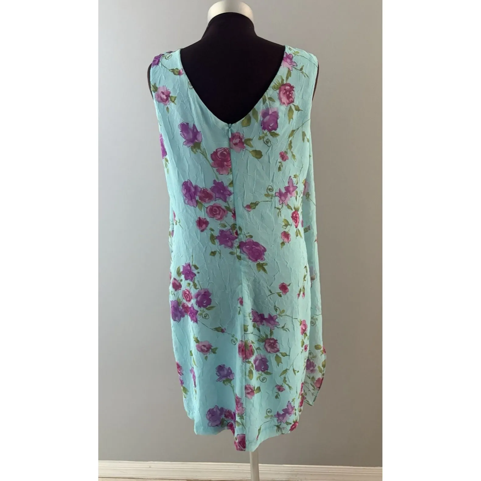 Vintage Barbara Lesser Y2K Dress M Blue Floral Fairy Cottagecore CuteGoth 90s* Size M - Image 4