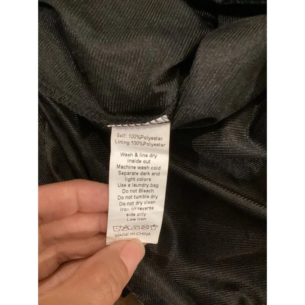 Teri Jon bateau neck crepe A Line Knee Length Dress Eyelet Long Sleeve Black 6 - Image 13