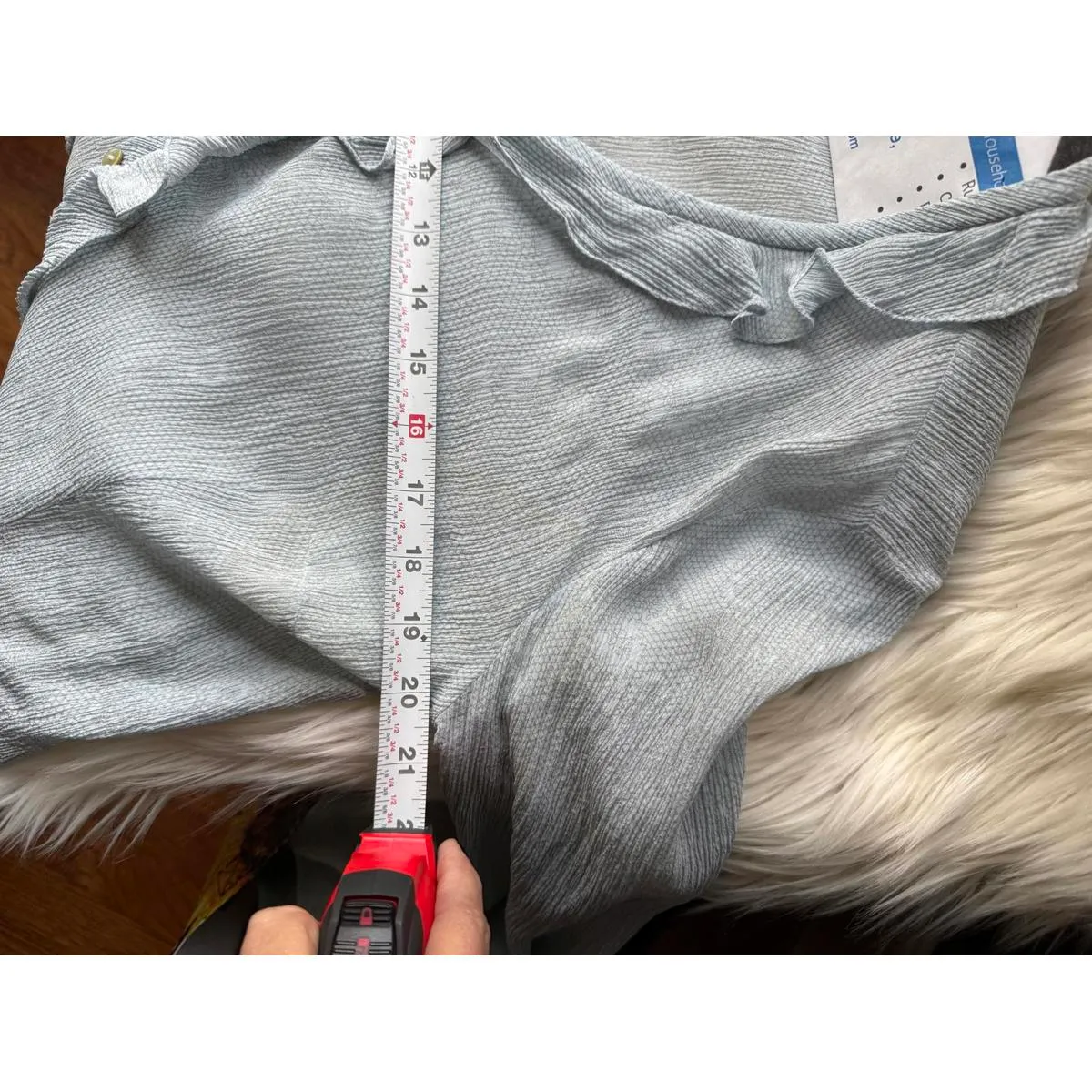 Rena Rowan Women's Light Blue Silk Ruffled Blouse Size 16 - Image 5