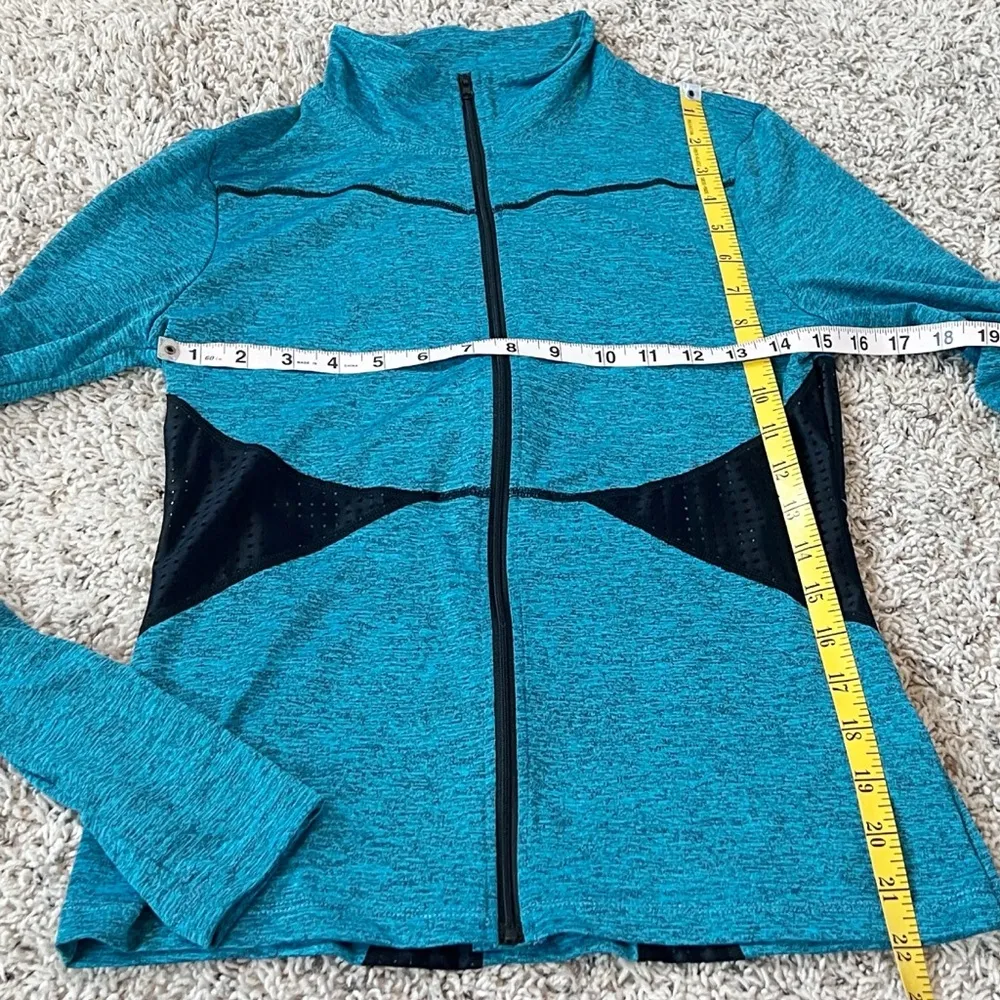 NEW SHEIN Full Zip Lightweight Athletic Jacket Teal Blue Black Medium Stretchy - Image 4