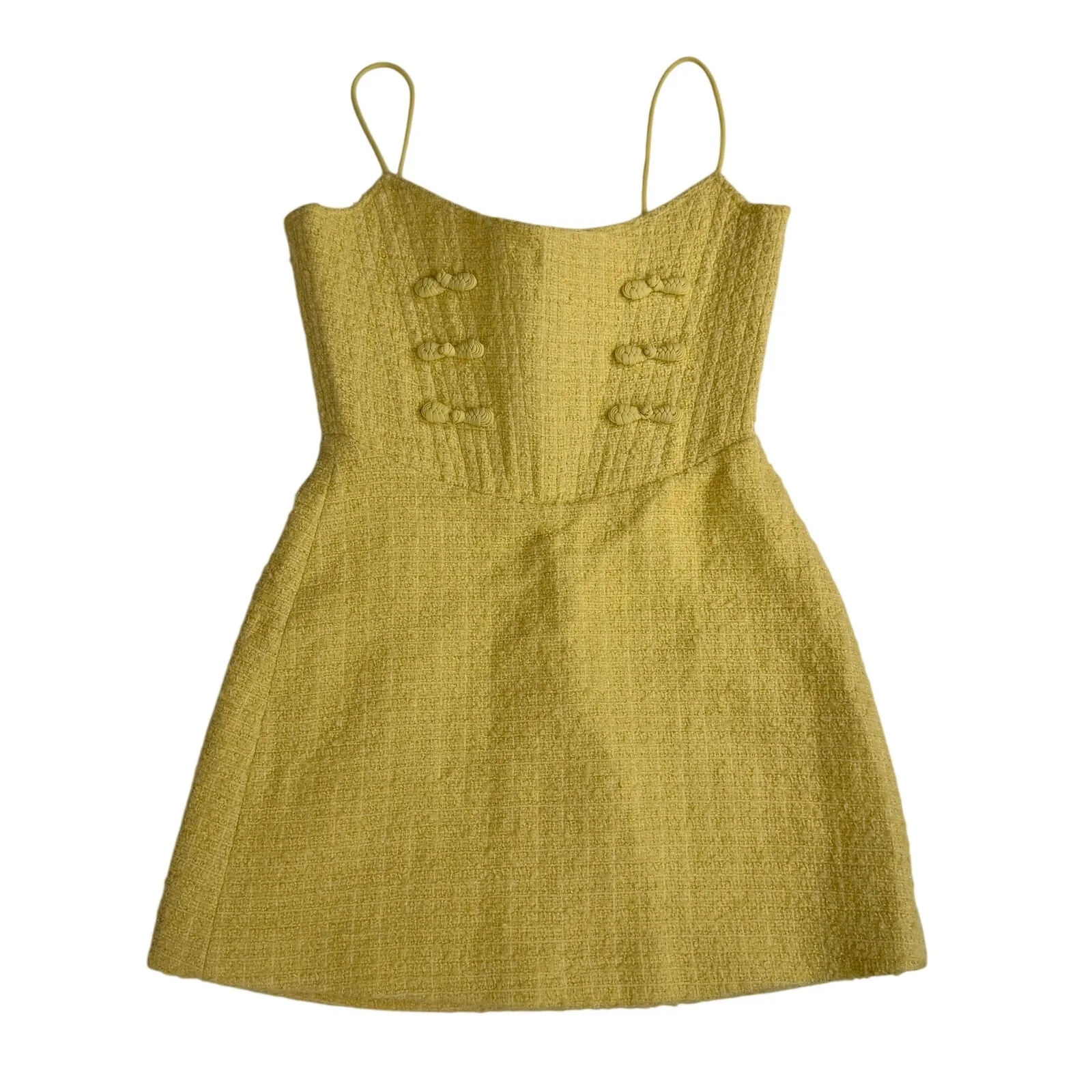 Sau Lee Mini Dress Andi Tweed Dress in Butter Yellow New No Tag $450 size 6 - Image 6