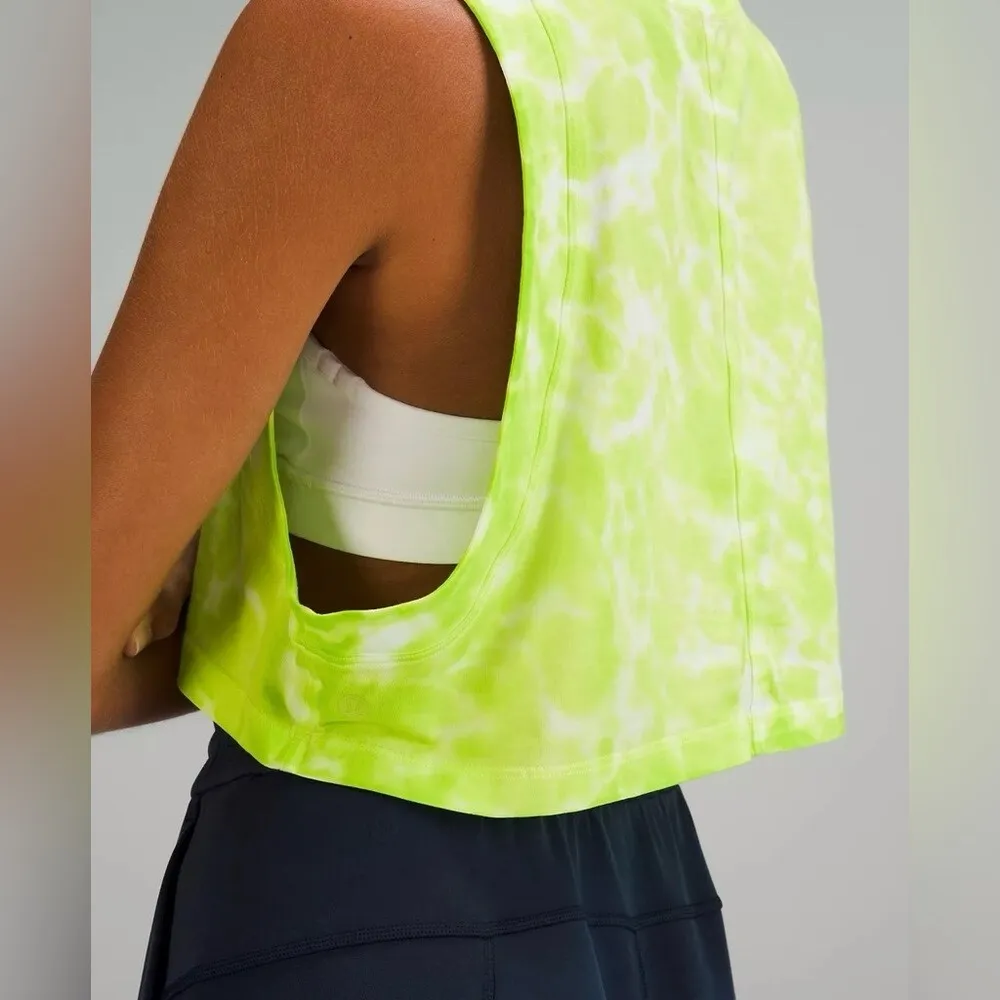 Lululemon All Yours Crop Tank Marmoleado Tie Dye Eccentric Lime - Image 3