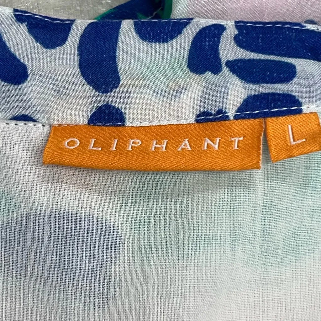 Oliphant L Silk cotton Blend ruffle v neck maxi dress floral multicolor ALTERED Blue Size L - Image 3