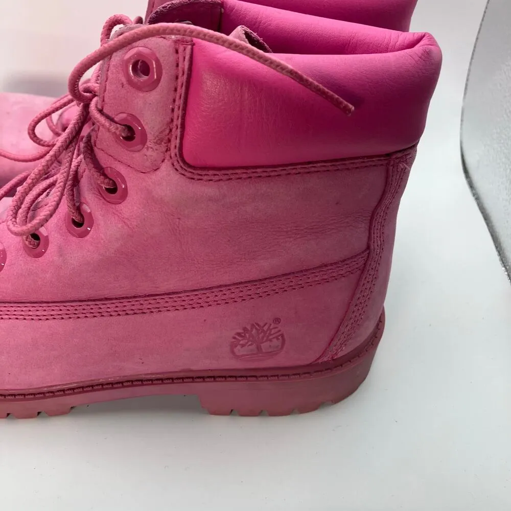 Timberland Women’s Pink Nubuck Boots Size 5.5 Waterproof Lace-Up Leather - Image 8