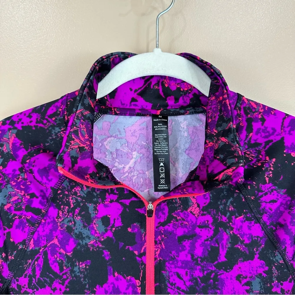 RBX Black & Purple Abstract Floral 1/2 Zip Athletic Pullover M Size M - Image 2