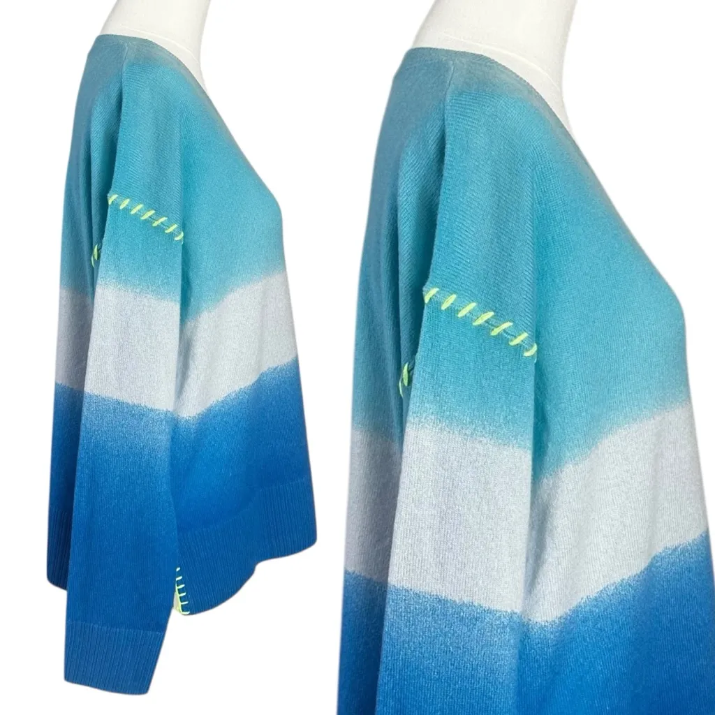 Lisa Todd Color Me Happy Cashmere Sweater in Ice Combo Size Large Blue - Image 4