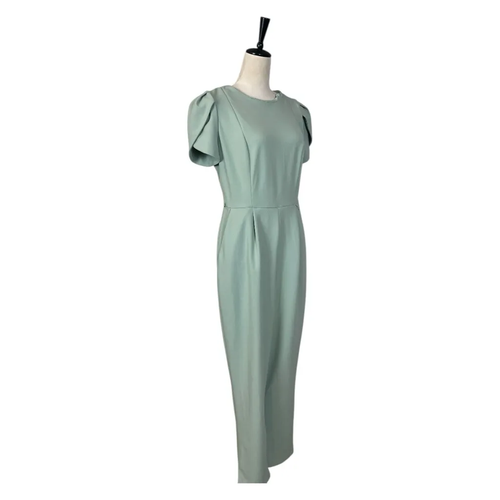 Calvin Klein Jumpsuit Tulip Sleeve Straight Leg Crop Soft Green Women’s Size 10 - Image 2