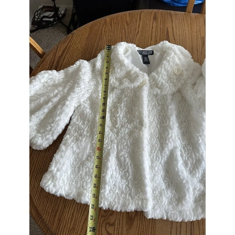 The Pyramid Faux Fur Crop Vintage Jacket 3/4 Sleeve Oversized Peter Pan Collar S White - Image 8