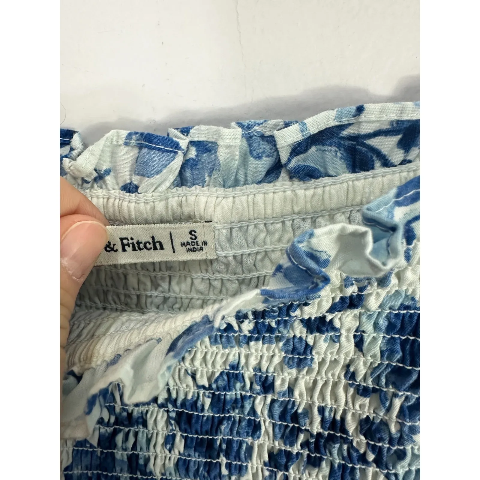 Abercrombie & Fitch Smocked Midi Dress Small Blue Floral Square Neck Cottage - Image 3