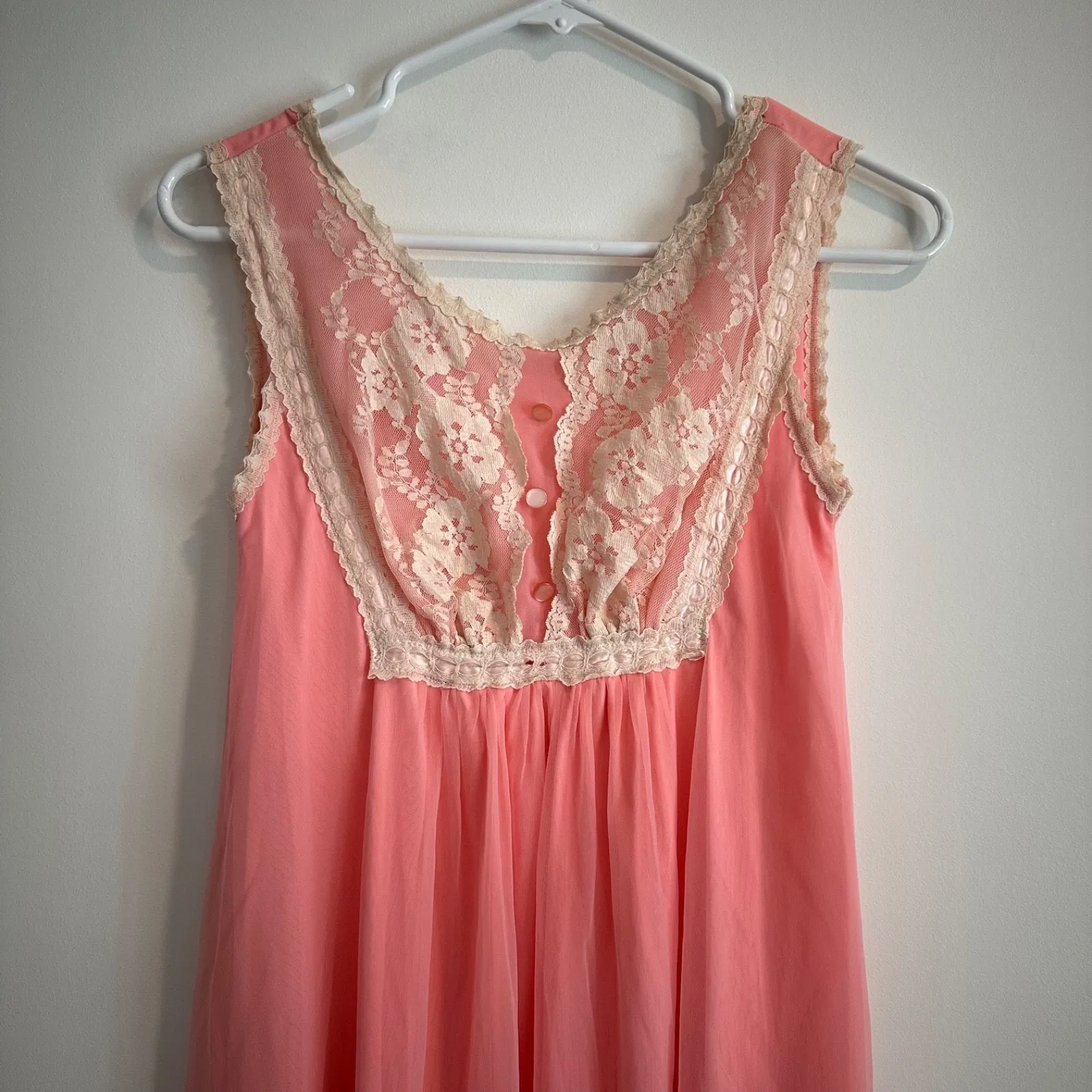 Gilead Pink Chiffon & Lace Nightgown and Robe Negligee Set Women's Small Vintage - Image 6