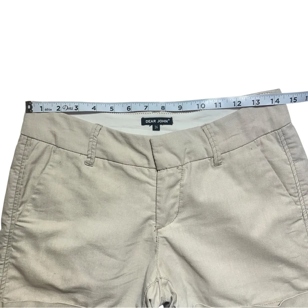 North Hamptons High Rise Khaki Cuffed Shorts Missing Button size 26 - Image 3