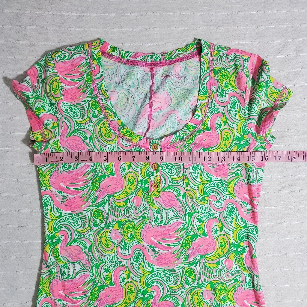 Lilly Pulitzer Britton Hot Wings Pink Flamingo Pima Cotton Knit Dress.‎ Size: S. - Image 4