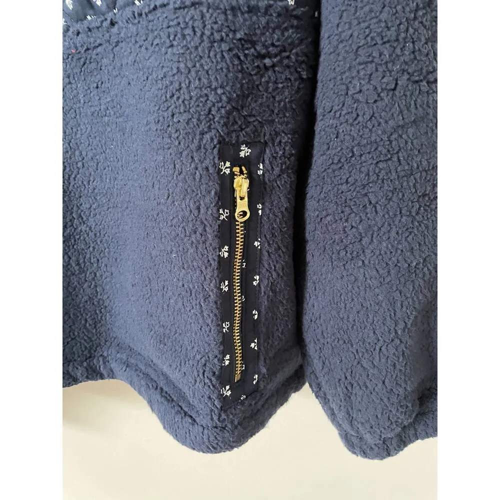 J. Crew Quilted Sherpa Pullover Jacket Navy Blue Size Small NEW - Image 6