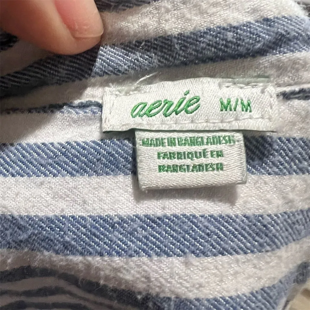 Aerie Women's Striped Long Sleeve Button-Up Shirt Multicolor Size M - Image 9