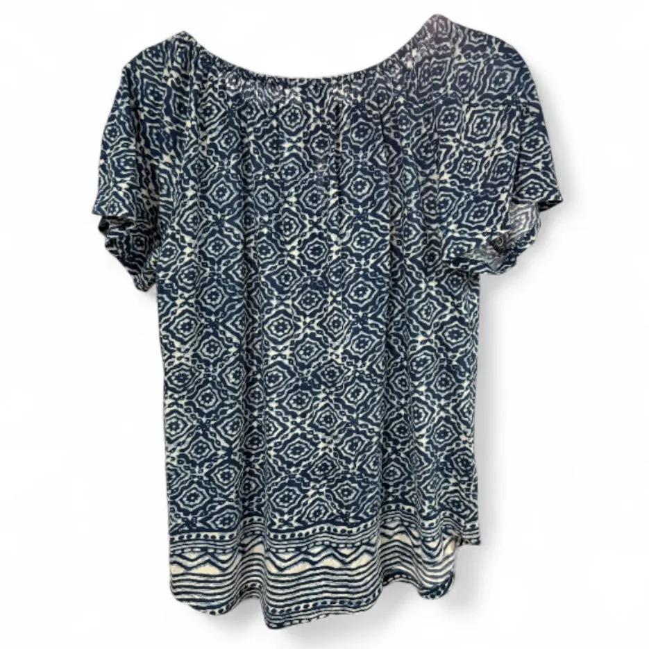 Lucky Brand Blue Boho Print Short Sleeve Top – Size Medium - Image 2
