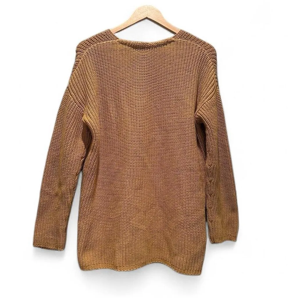 Jenni Kayne Mustard Yellow‎ Organic Cotton Cabin Fisherman Sweater Size Small - Image 3