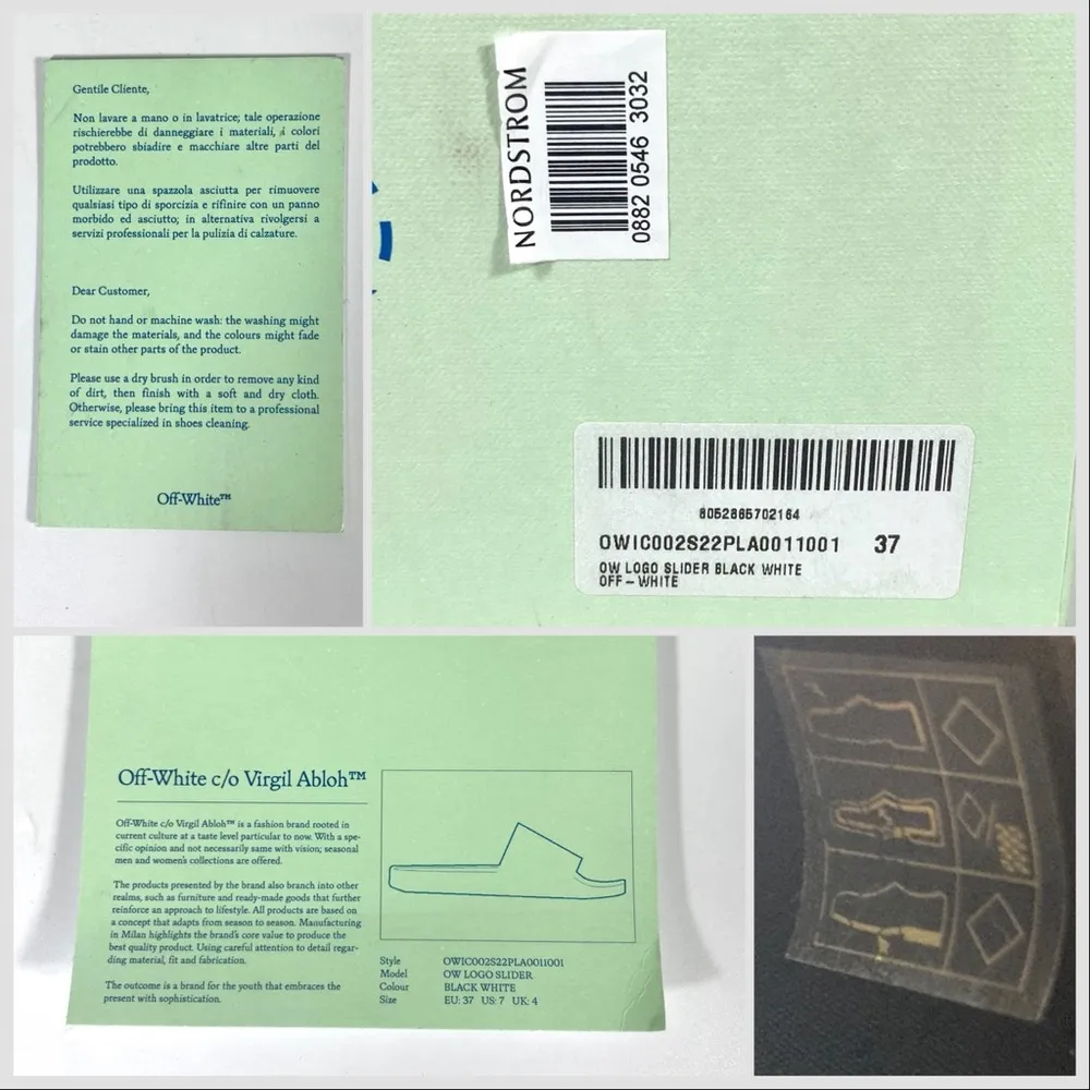 Printed Logo Pool Slides Sandals Size 37 EU 7 US Black White NEW - Image 16