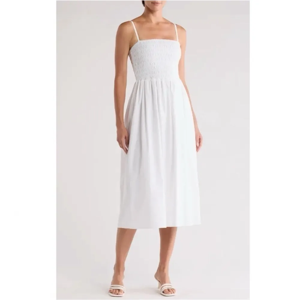 Theory City Smocked Stretch Poplin Midi Sundress MEDIUM - Image 2