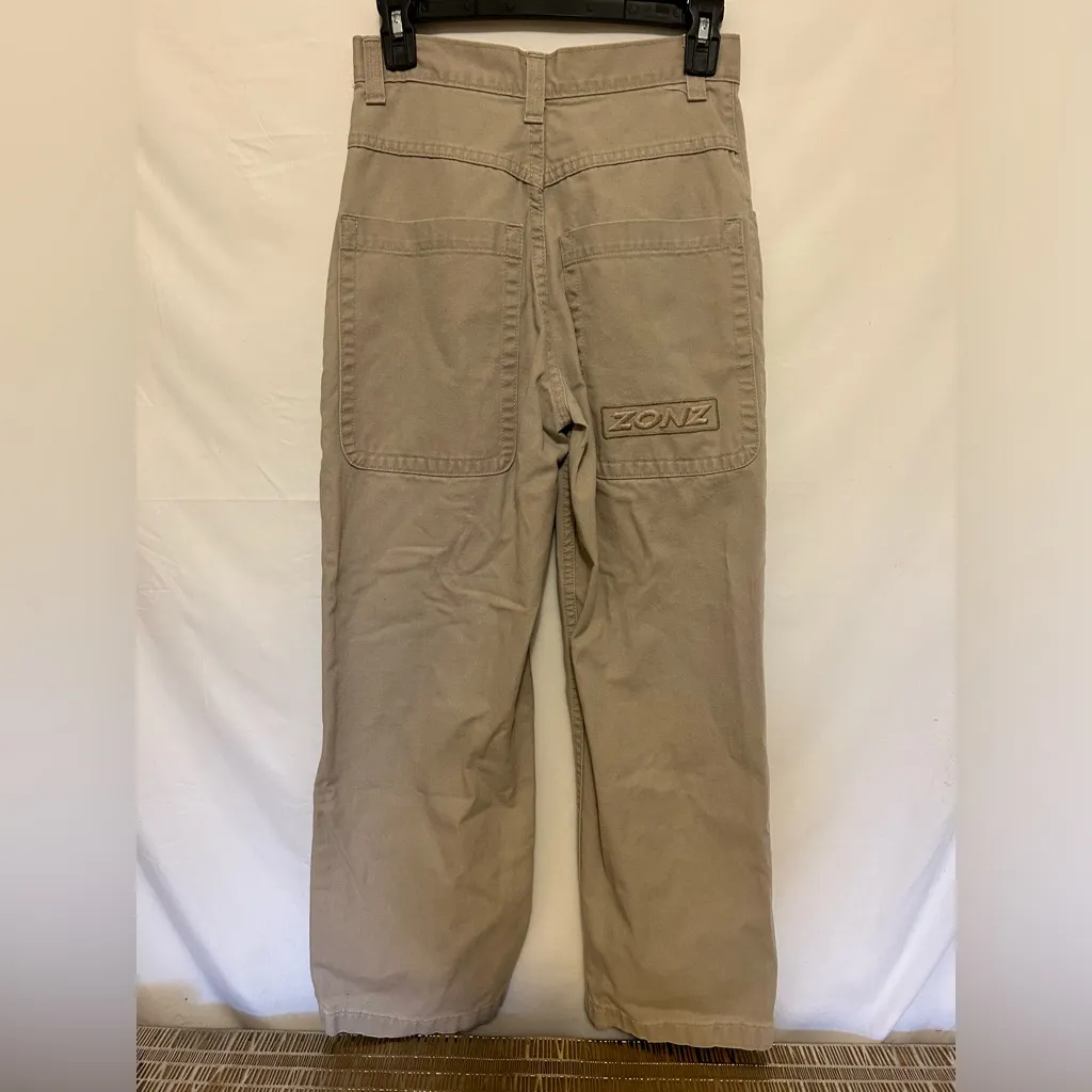 Vintage Y2K Zonz High Rise Baggy Jeans Women’s 12‎ Wide Leg 90s JNCO Style Tan - Image 11