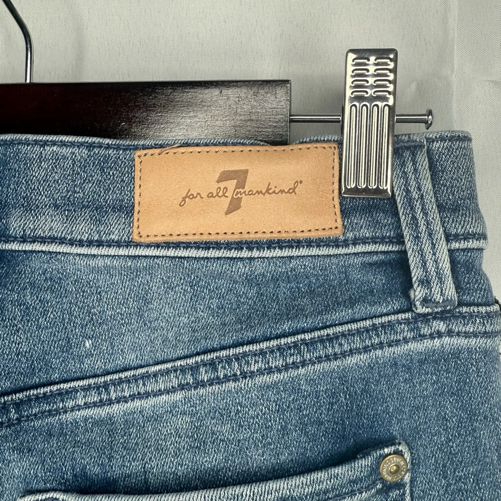 7 For All Mankind Jeans 25 Luxe Vintage High Waist Ankle Skinny Blue Embroidered - Image 10