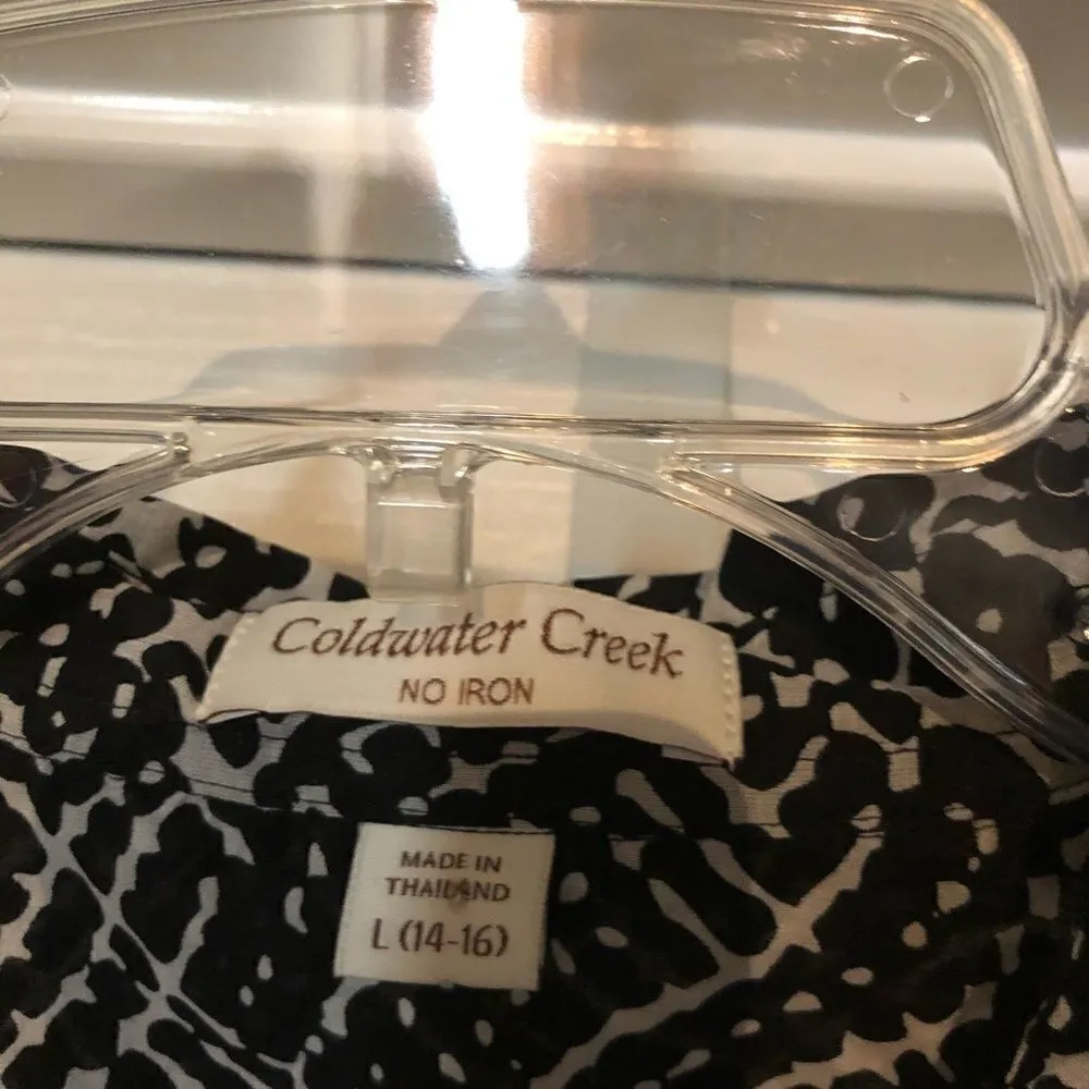 Coldwater creek black and white button down sz Large - Image 3