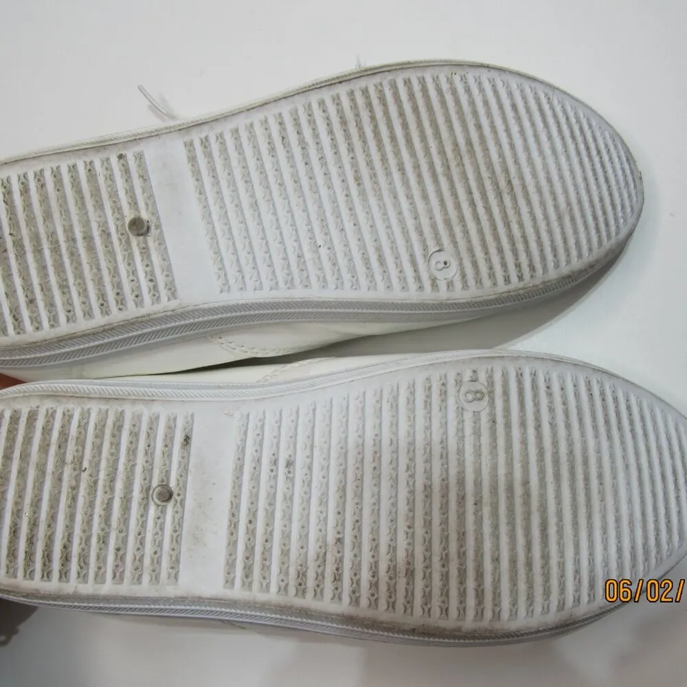 Sneakers Lace Glossy White Cat Embroidery Loge Women Size 8 Trendy - Image 7