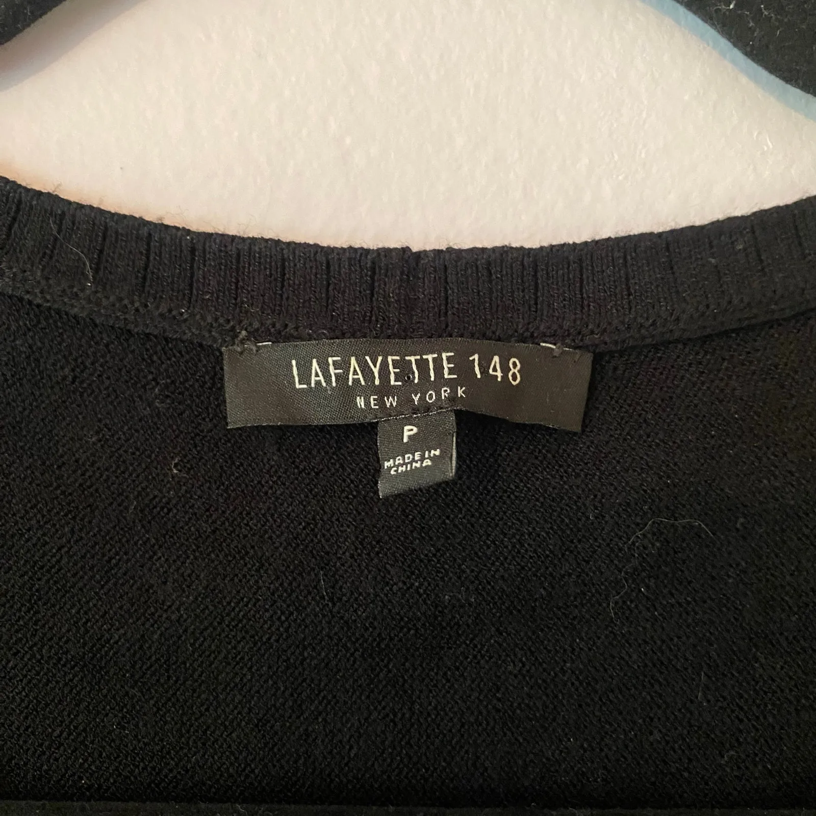 Lafayette 148 New York Black Short Sleeve Sweater Shirt Ruffle Hem Women P / XS - Image 2