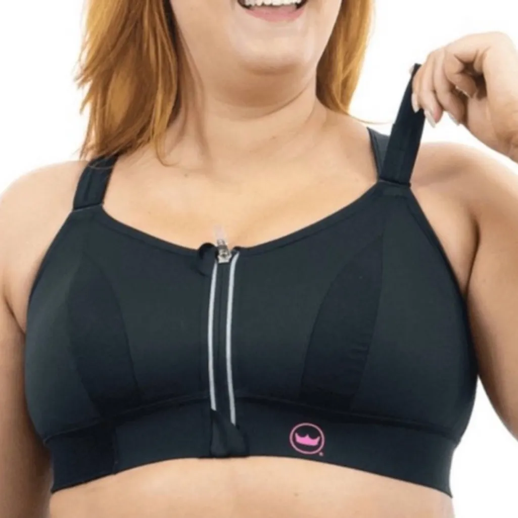 SHEFIT Ultimate Sports Bra 3 Luxe Black Adjustable High Impact Front Zip Size 3X - Image 3