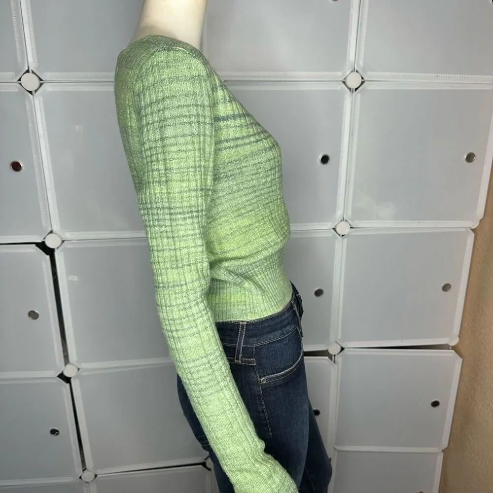 AE American Eagle Wrap Front Sweater Copped Green Size Medium - Image 10