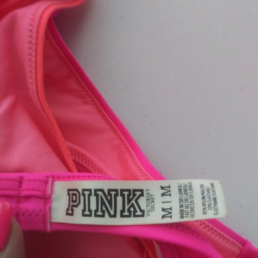 Pink Victoria’s Secret Body Wrap Bikini Top Color Block Size M - Image 5