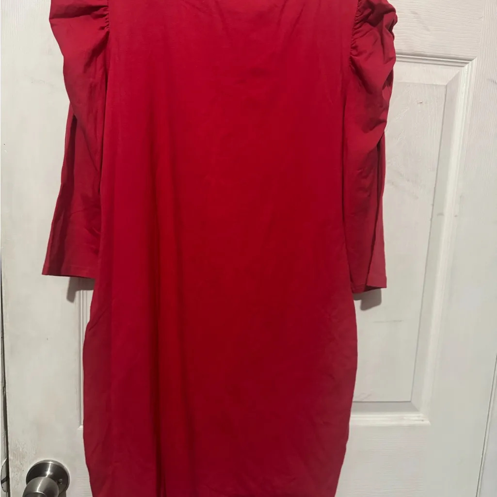 H&M Vibrant Red Blouse with Puff Sleeves - Image 3