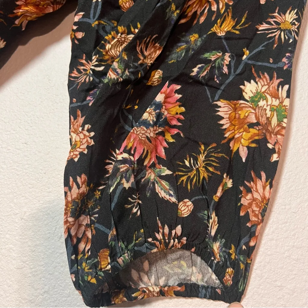 Natural Life Maribel Peasant Top Blouse Black Floral 3/4 Sleeves Size Large Boho - Image 7