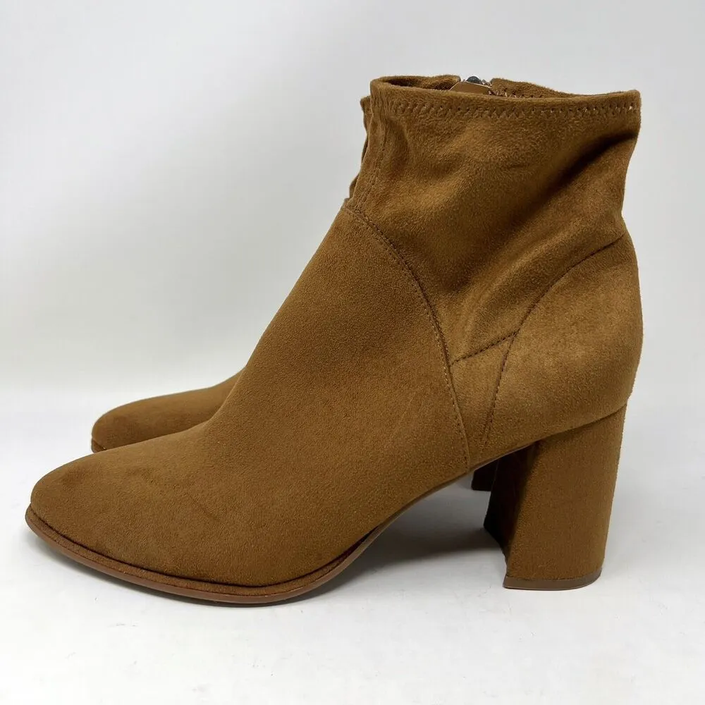 Marc Fisher Dyvine Pointy Toe Block Heel Booties Tan Brown‎ Suede Zip Size 10 - Image 3