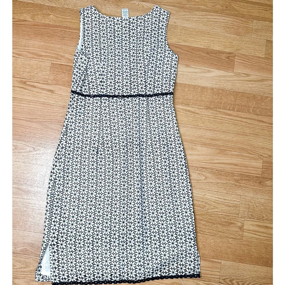 Alexandra Bartlett Vintage Floral Eyelet Dress Black and White Dress Sleeveless Size 4 - Image 2