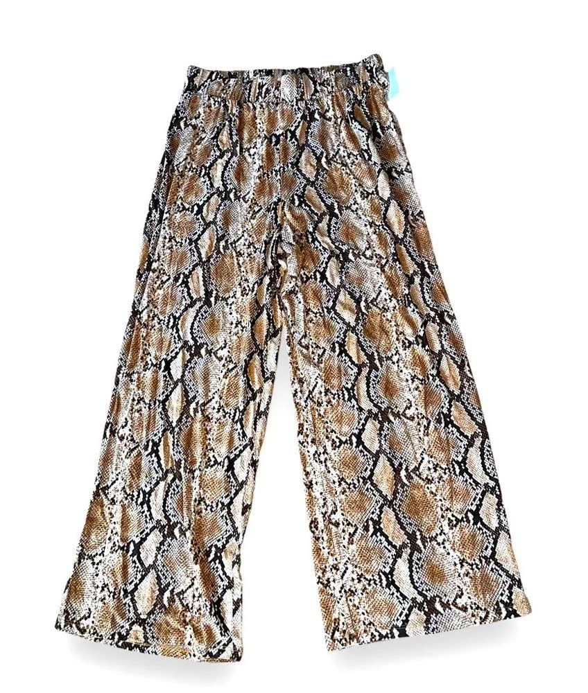 H&M snake print wide leg pants size medium new - Image 3