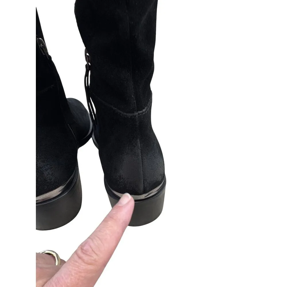 Naughty Monkey Womens Black Suede Leather Riding Boots Size 8.5 SKU 7436 - Image 9
