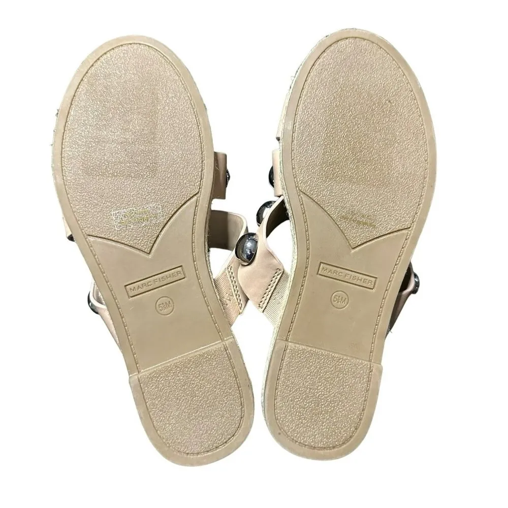 Marc Fisher Prisca Ball-Studded Espadrille Sandal Nude Size 5.5 - Image 6
