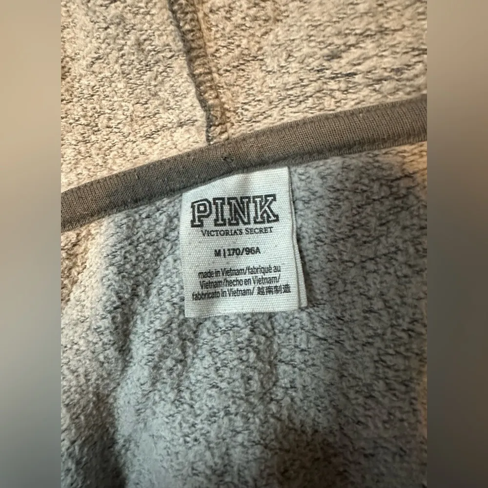 Gray Victoria’s Secret PINK Classic Gray Hoodie Full Zip Women’s Sweatshirt Sz M - Image 3