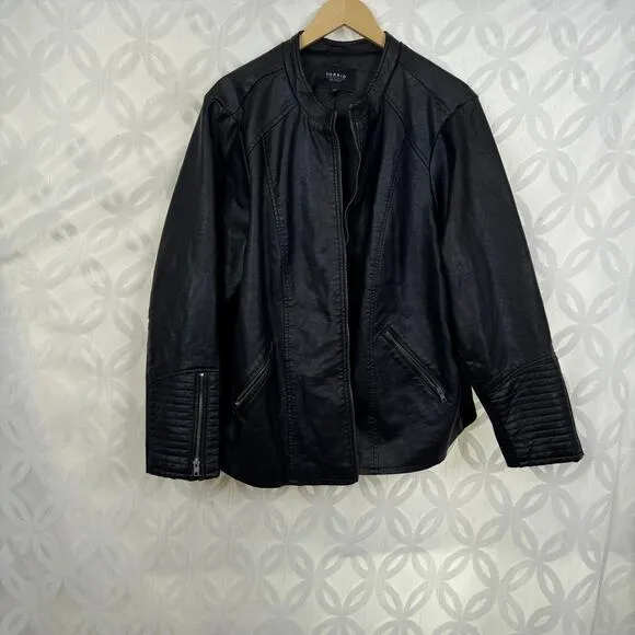 Torrid  Black‎ Faux Leather Collarless Moto Jacket Size 5X - Image 7