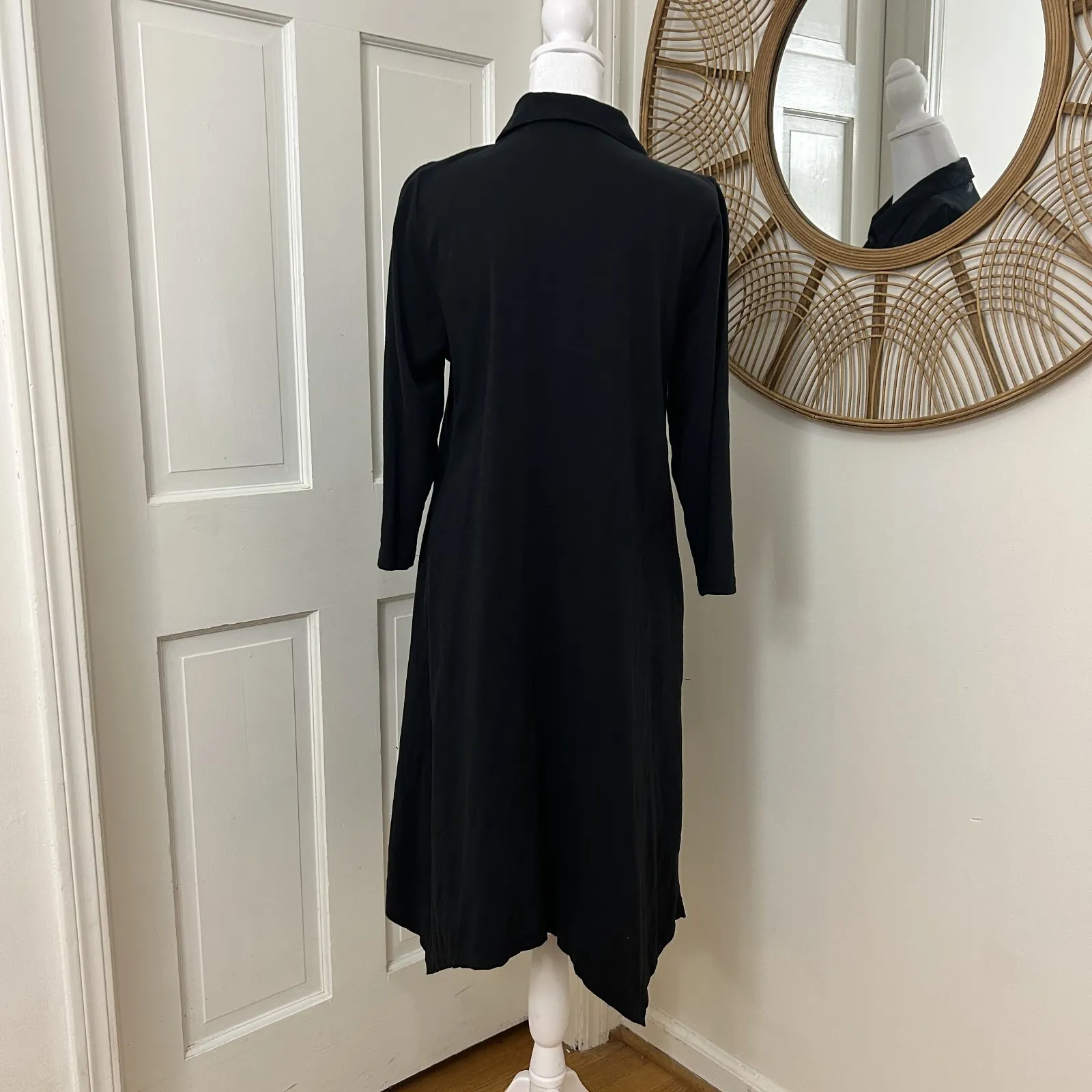 Soft Surroundings Lagenlook Lagom Artsy Danielle‎ Dress Black Funky Button Up M - Image 3