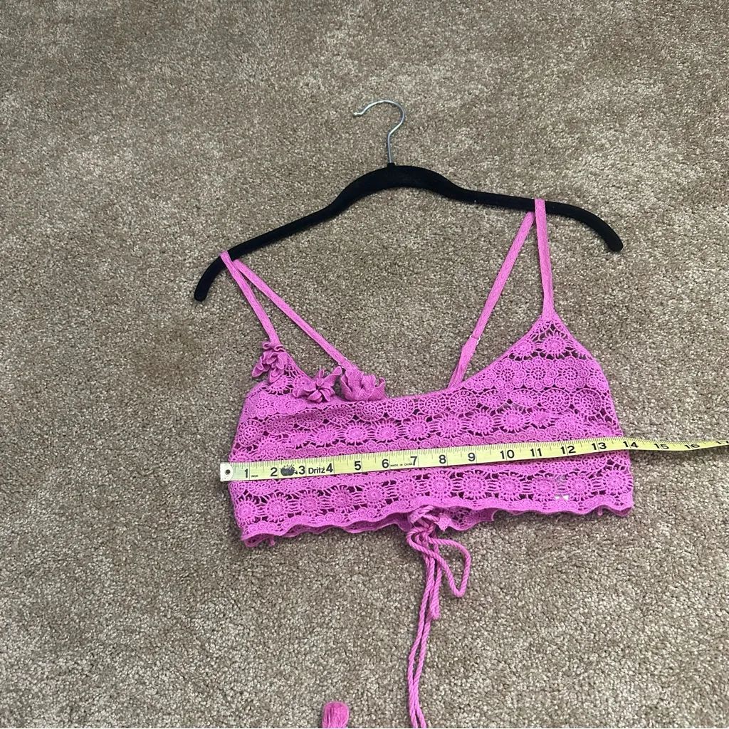 NWOT Free People Pink Gypset Crochet Lace Longline Bralette Cami Tank Top Size S - Image 6