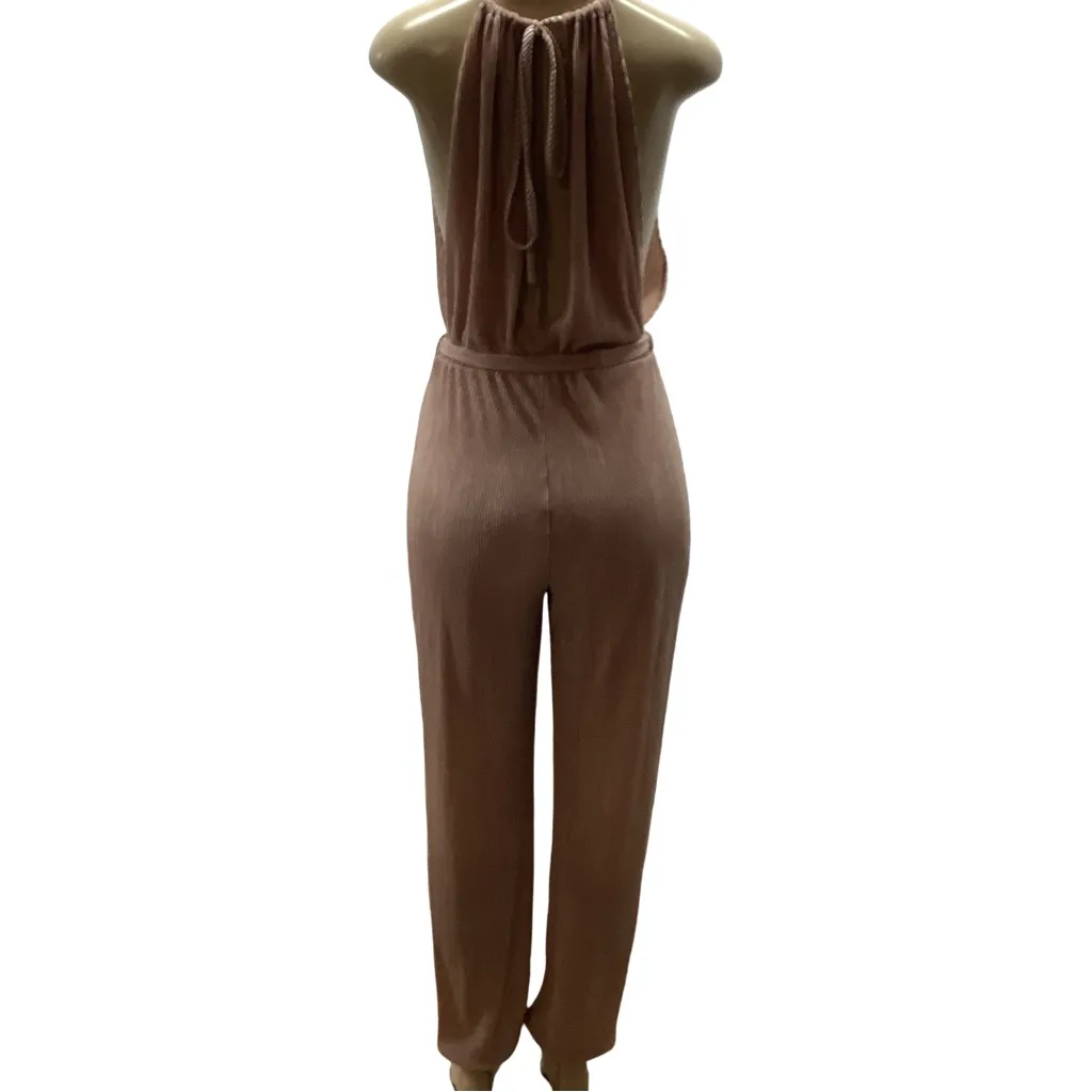 Day & Night Size Medium Jumpsuit for those who dare to show a little skin. Tan - Image 3
