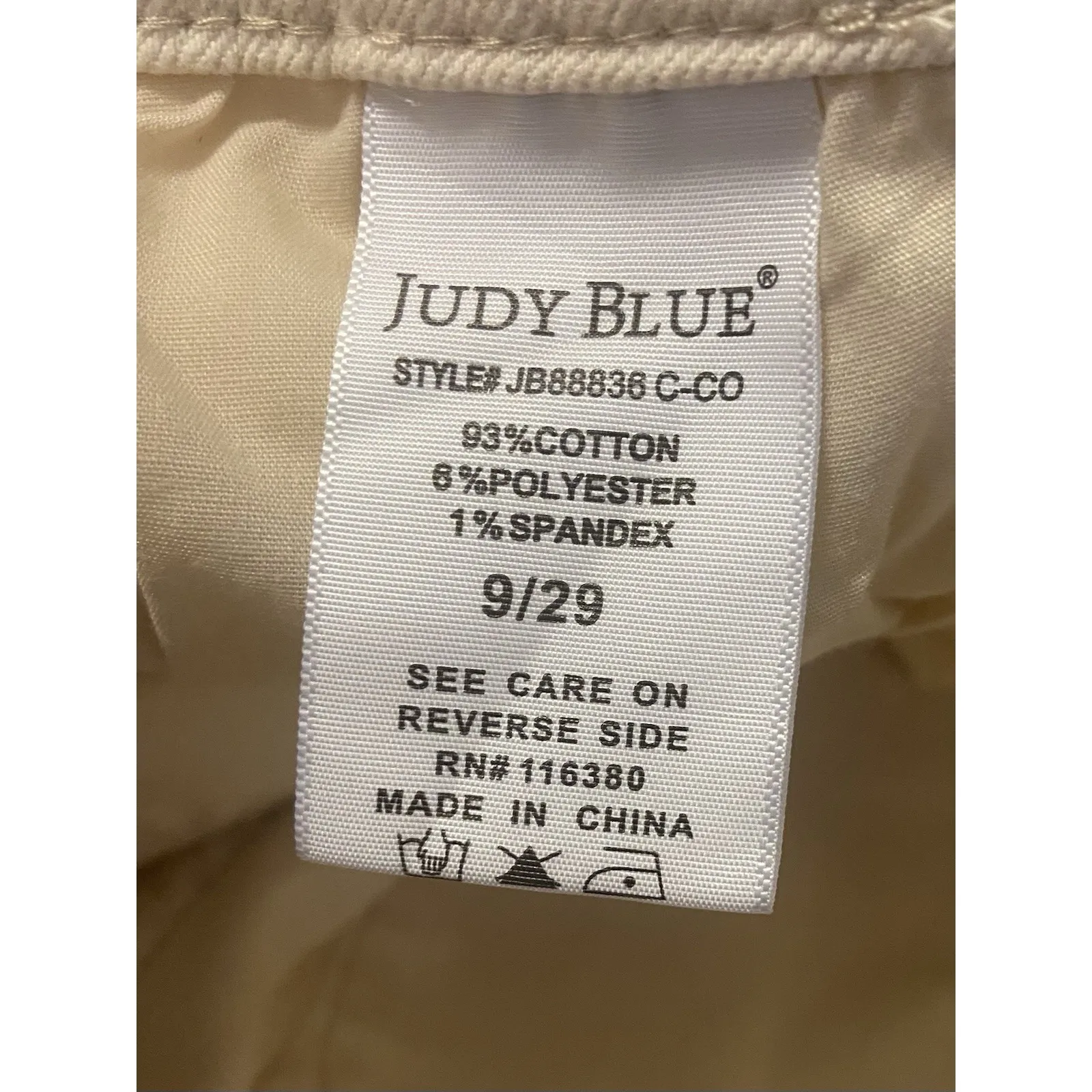 Judy Blue Valerie Cream High Waist Wide Leg Crochet Patch Womens 9/29 Jeans - Image 8